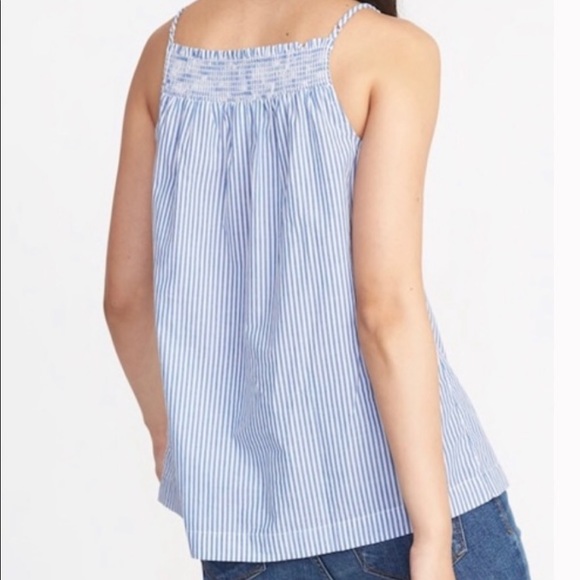 Striped Smocked Tank Top Blue White Old Navy - Picture 3 of 8